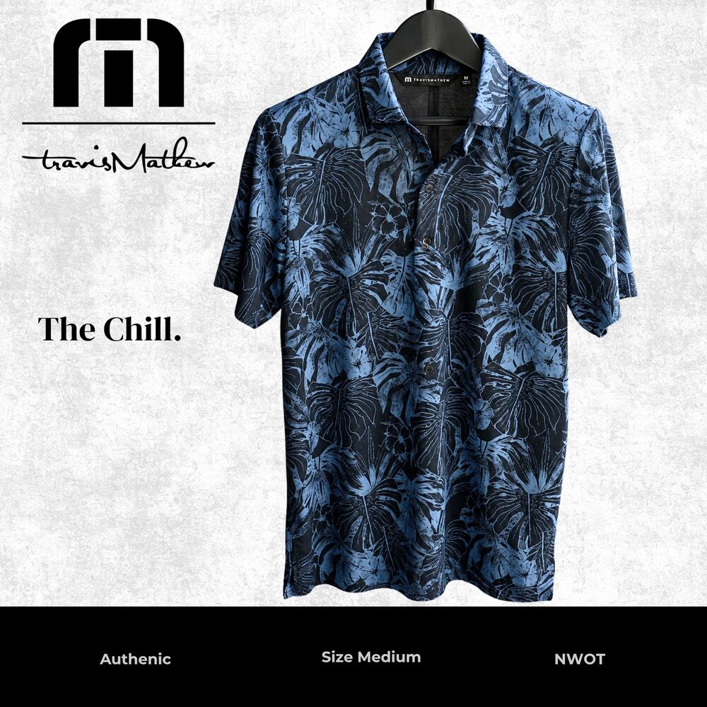 TravisMathew Floral Performance Polo Shirt M  NWOT - Picture 2 of 3